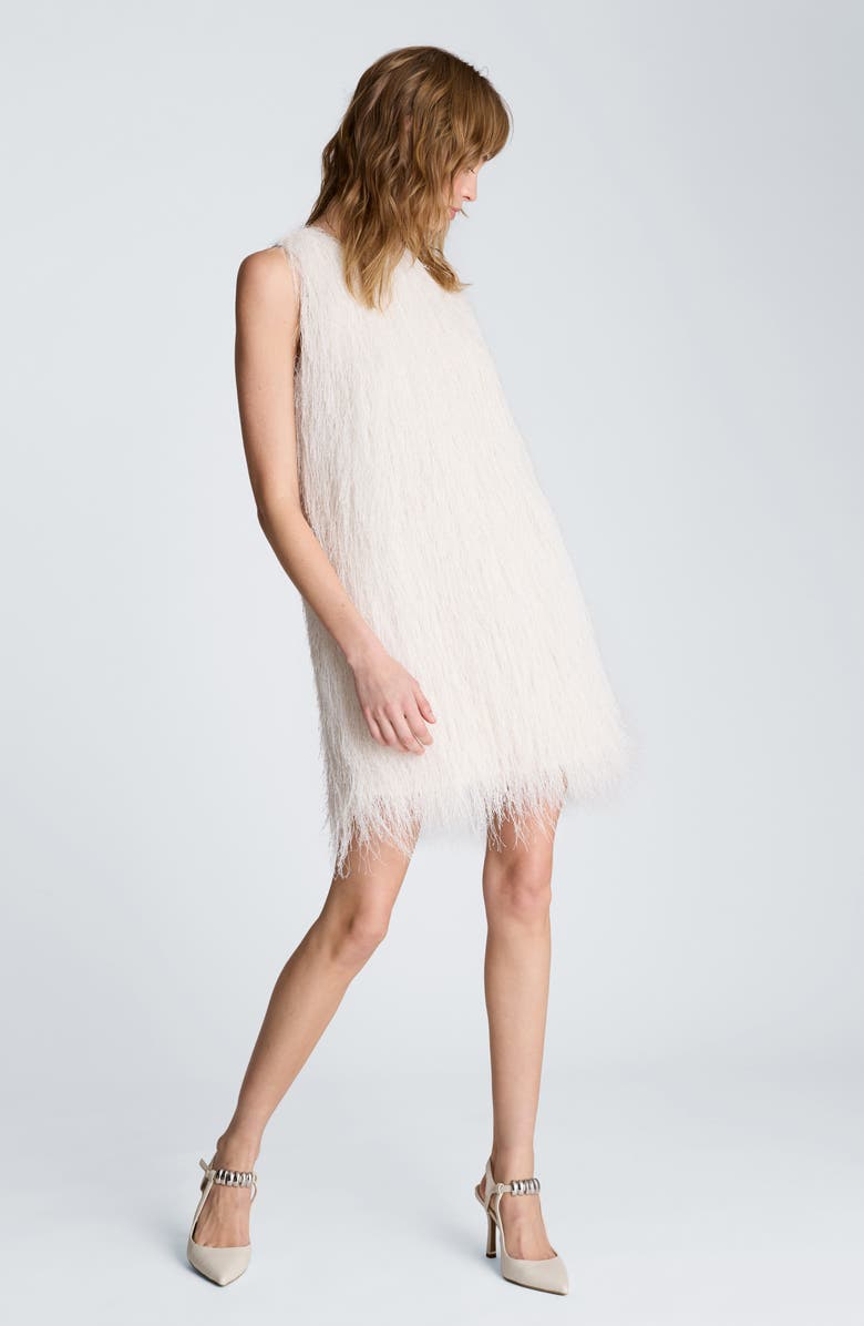 Kenneth Cole Sleeveless Fringe Minidress, Alternate, color, Oyster