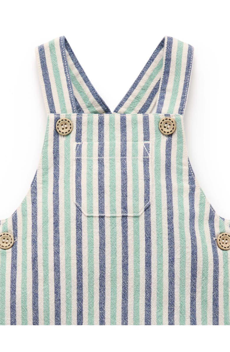 Purebaby Striped Overalls, Alternate, color, Iguana Stripe