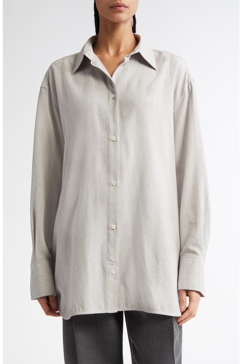 Relaxed Fit Button-Up Shirt, Main, color, PALE GREY MELANGE