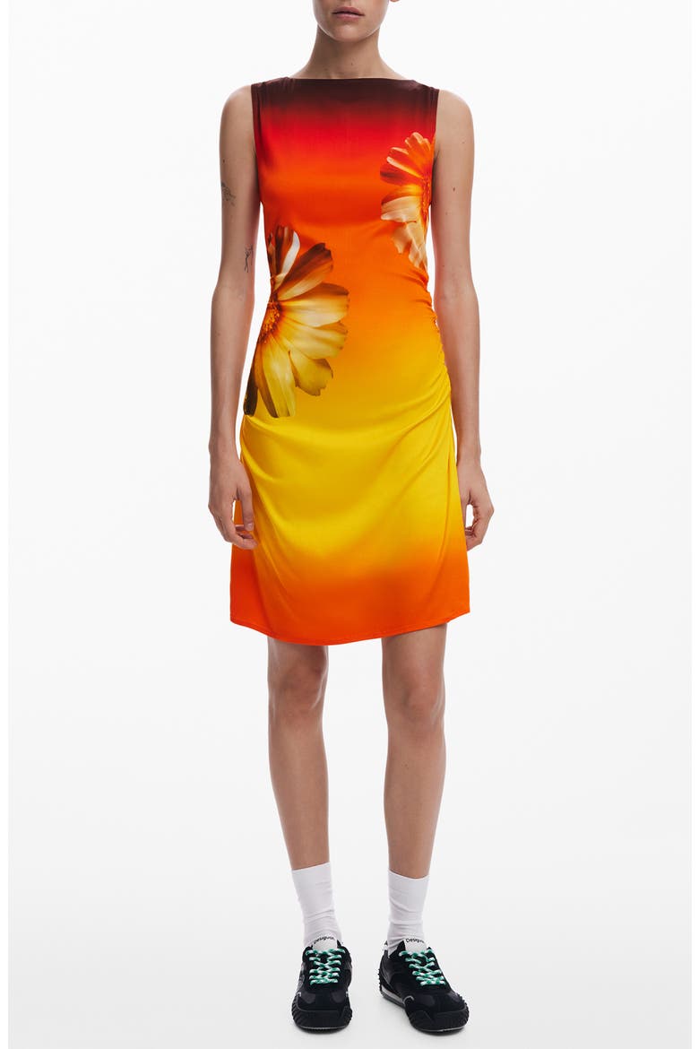 Floral Ombré Dress, Main, color, ORANGE