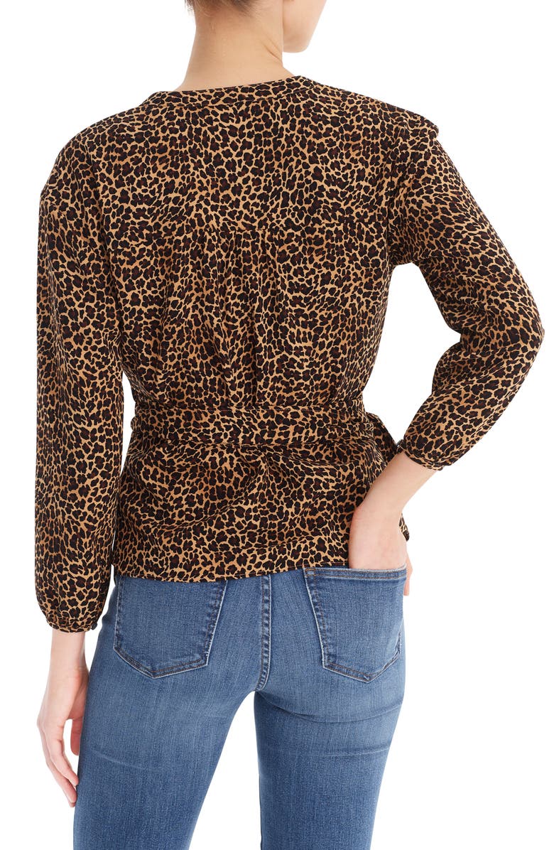 J.Crew Sara Drapey Leopard Print Wrap Top, Alternate, color, 