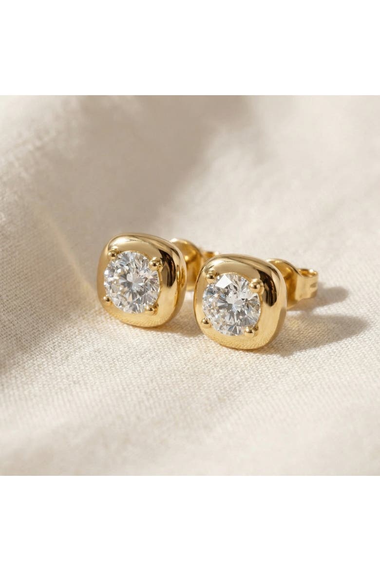 3Ct Cori Diamond Cushion Button Studs 14k Gold Earrings Lab Grown FG/VS, Alternate, color, 14k White Gold