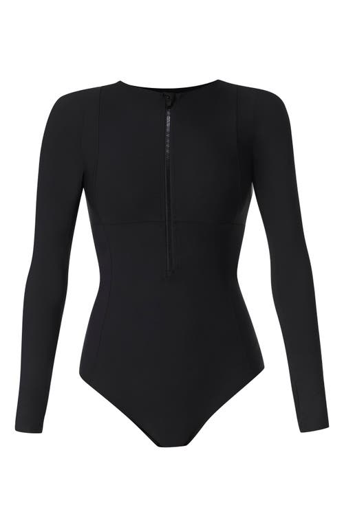 Shop Sweaty Betty Tide Zip Through One-piece Swimsuit In Black