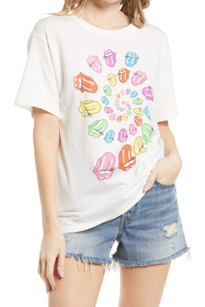 Rolling Stones Spiral Boyfriend Graphic Tee, Main, color, VINTAGE WHITE
