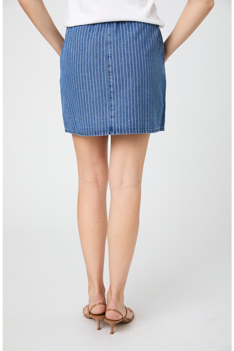 Cherrie Pinstripe Denim Miniskirt, Alternate, color, MEDIUM WASH