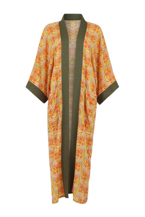 Henelle Duster Robe In Butterfly Effect Citrus