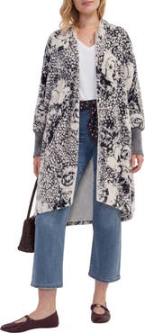 Liverpool Los Angeles Floral Jacquard Open Front Sweater Coat