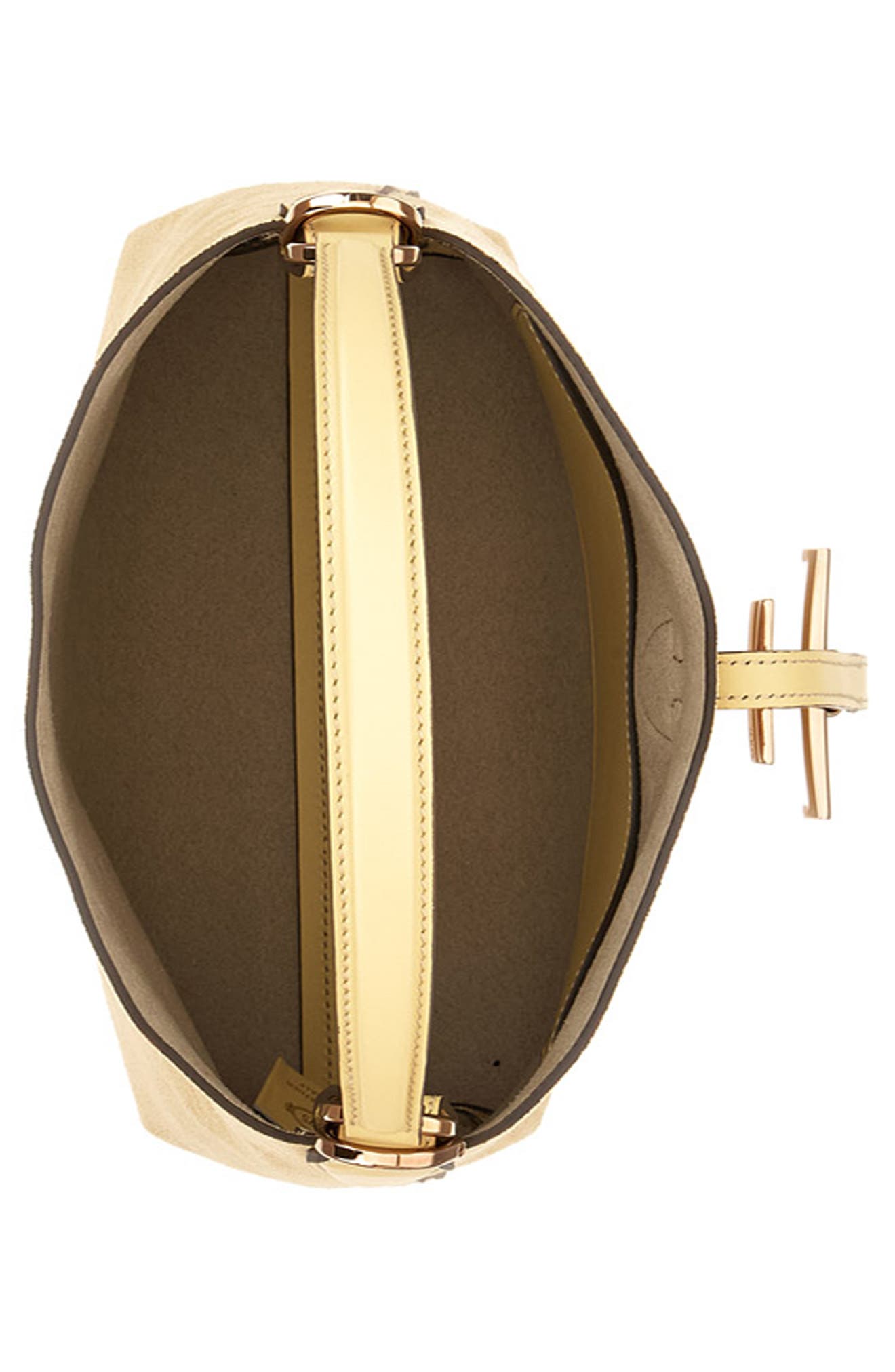 Tod's T Timeless Leather Bucket Bag, Alternate, color, Crema Chiaro/ Flan