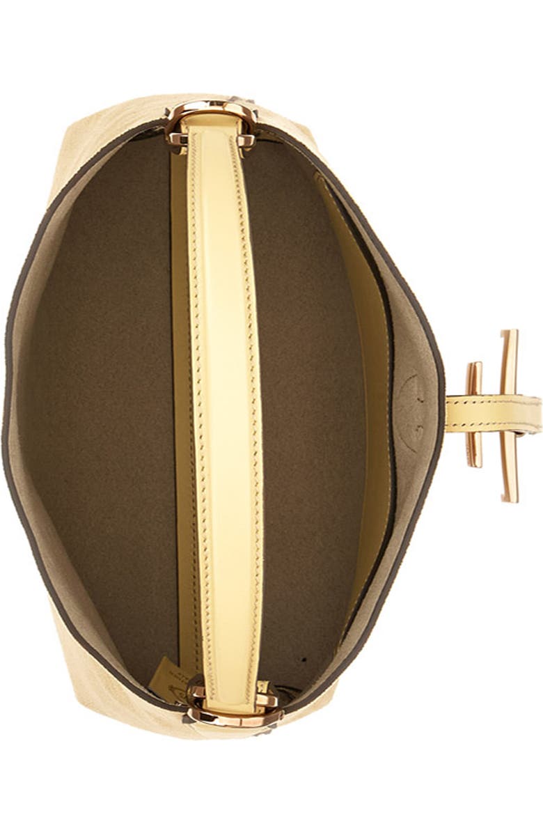 Tod's T Timeless Leather Bucket Bag, Alternate, color, Crema Chiaro/ Flan