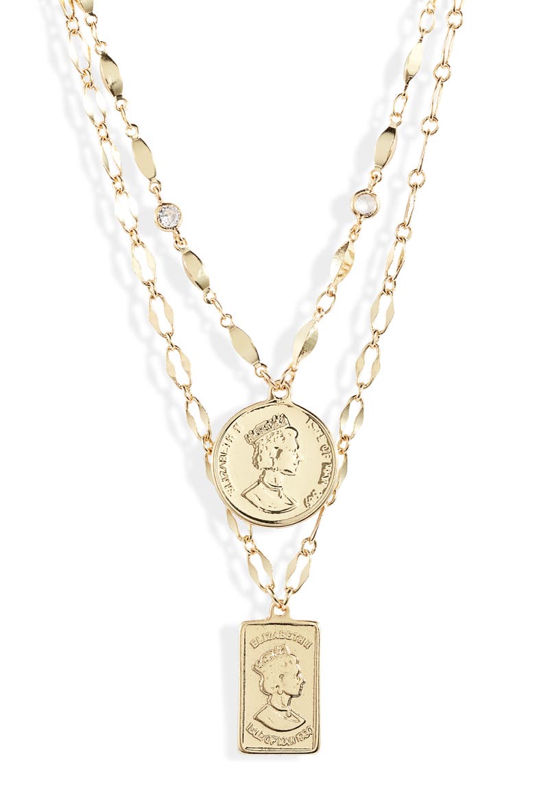 Set of 2 Pendant Necklaces, Alternate, color, GOLD