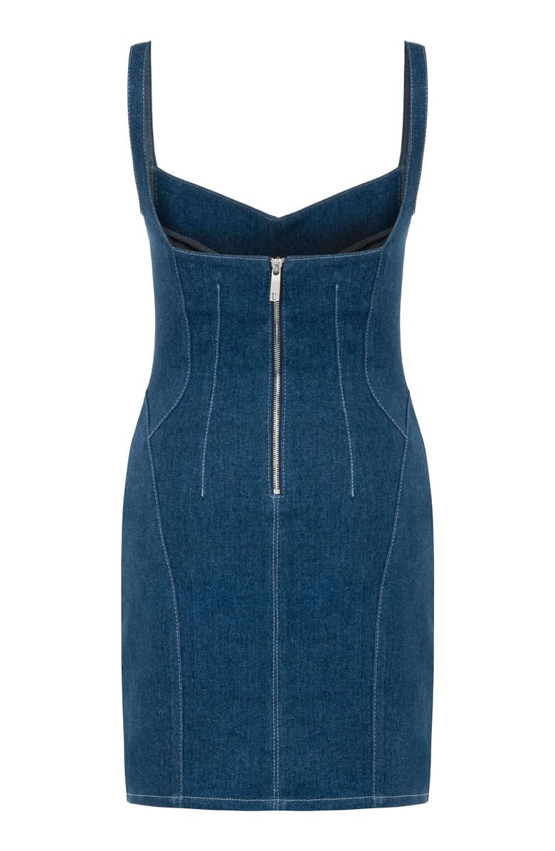 Jendue US Sosa Denim Mini Dress - Sleeveless Bodycon Jean Dress, Alternate, color, Deep Blue