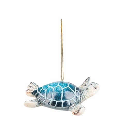 Cozumel Reef Blue Sea Turtle Coastal Nautical Decorative Christmas Tree Ornament