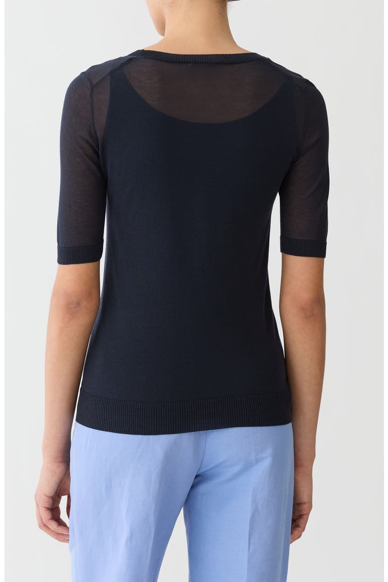 Iris Intarsia Short Sleeve Finespun Voile Sweater, Alternate, color, INK MULTI