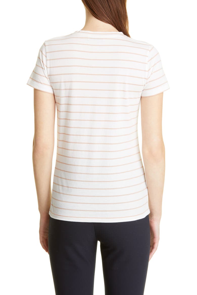 Essential Stripe Pima Cotton Crewneck Tee, Alternate, color, OFF WHITE/MORNING PINK