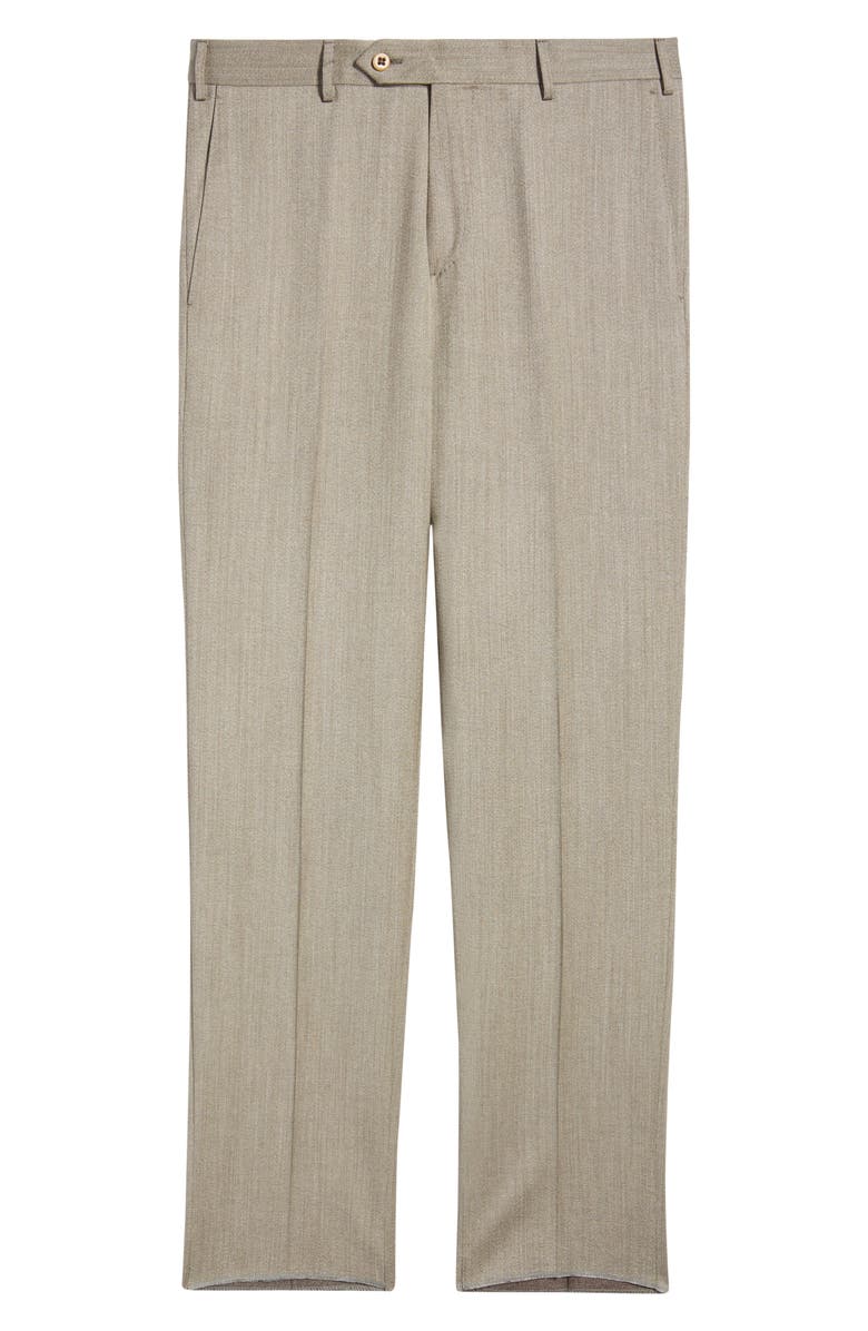 Zanella Parker Flat Front Wool Dress Pants, Alternate, color, Khaki