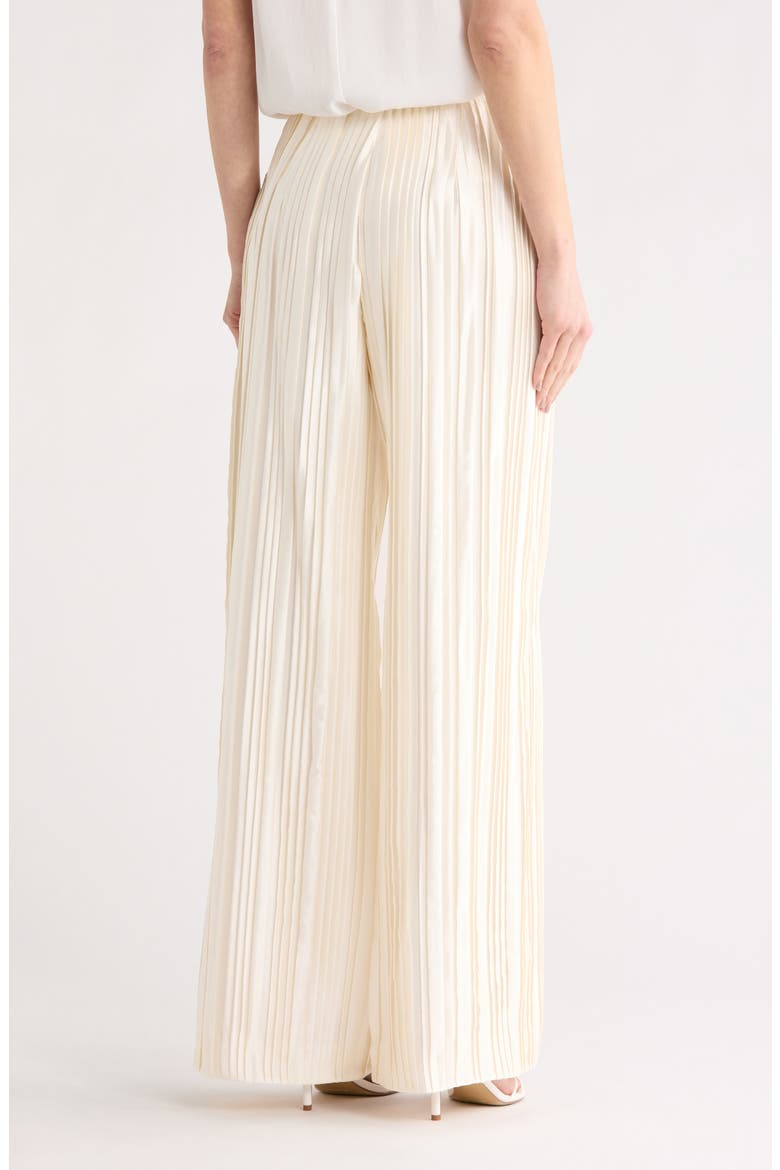 Pleated High Waist Wide Leg Silk Pants, Alternate, color, ANTIQUE IVORY