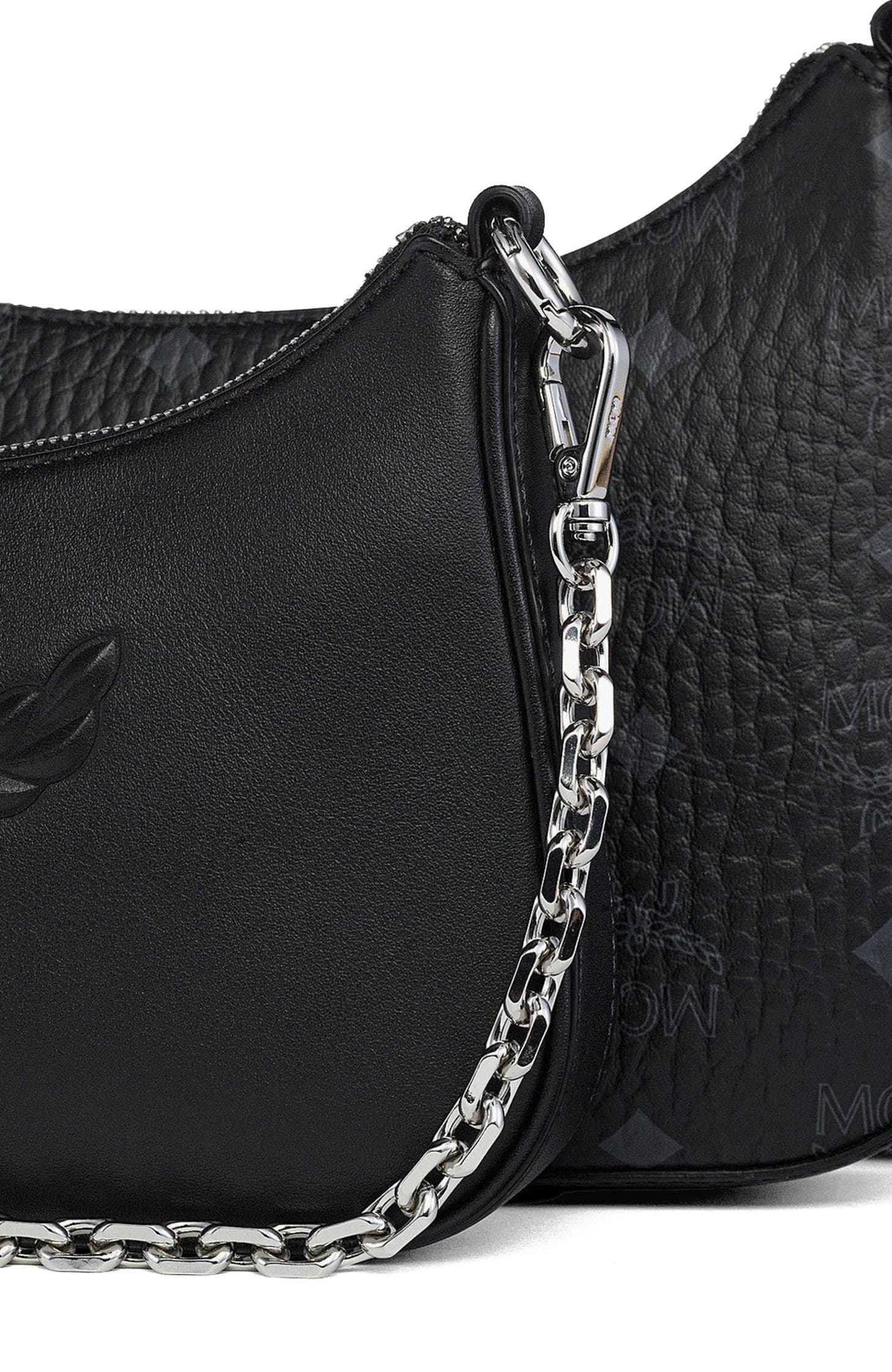 MCM Aren Duo Hobo in Visetos, Alternate, color, Black