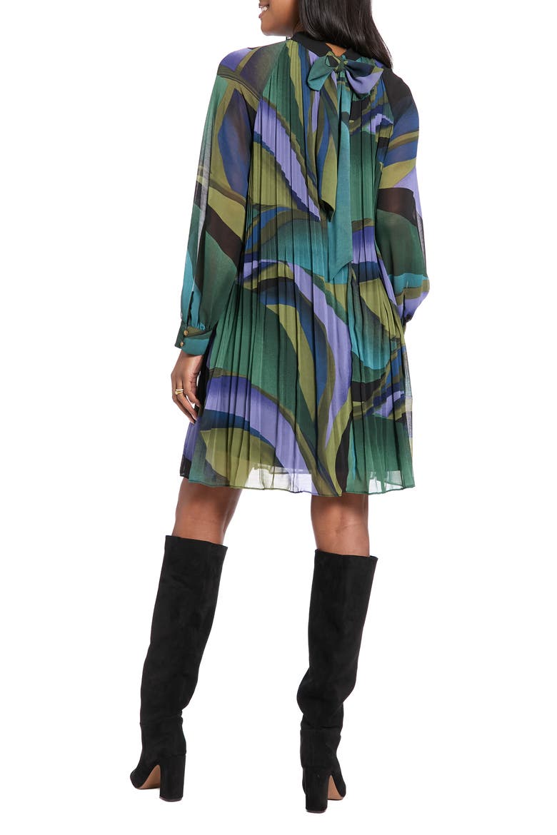 Tie Back Plissè Swing Dress, Alternate, color, V PERI/ GREEN