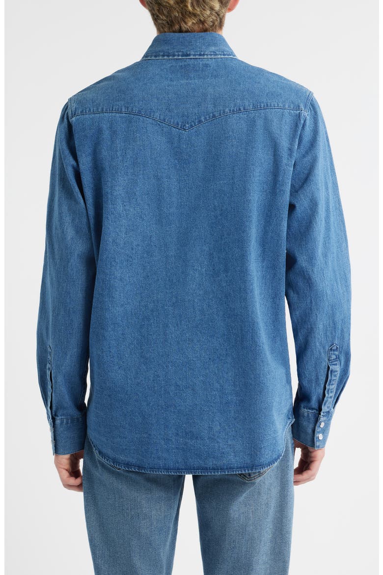 Cotton Denim Western Shirt, Alternate, color, LIGHT INDIGO
