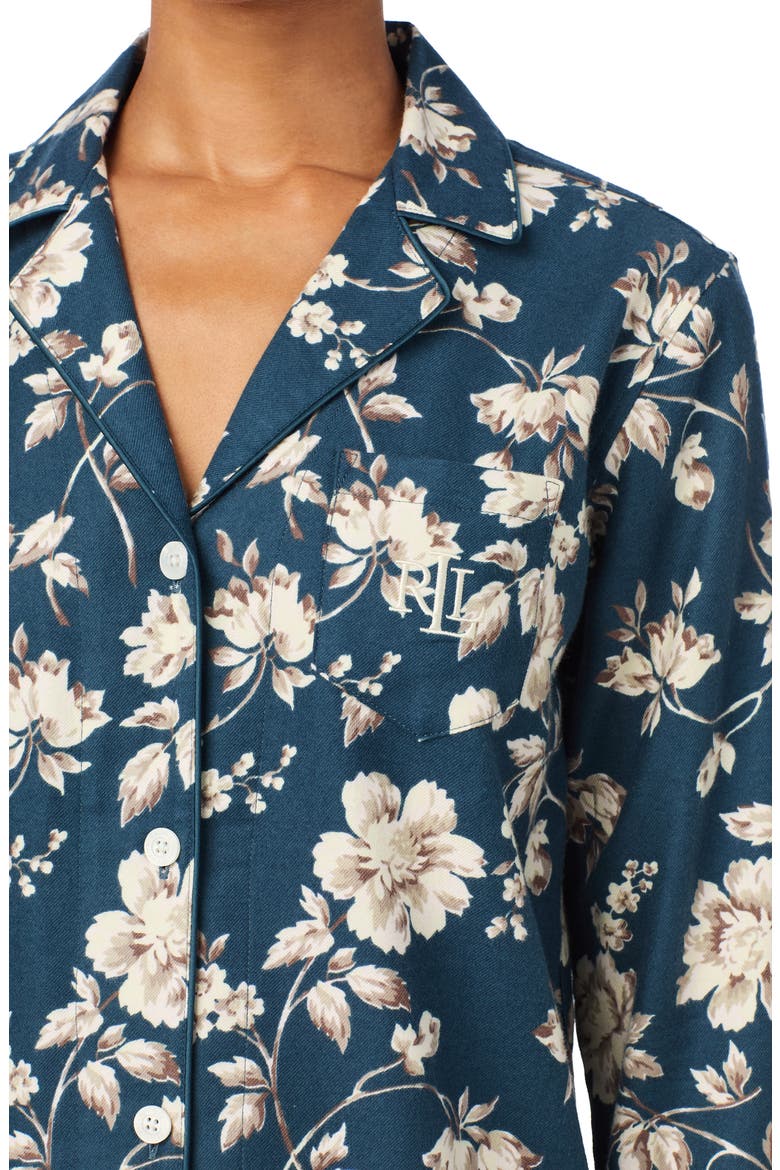Print Cotton Blend Pajamas, Alternate, color, BLUE FLORAL