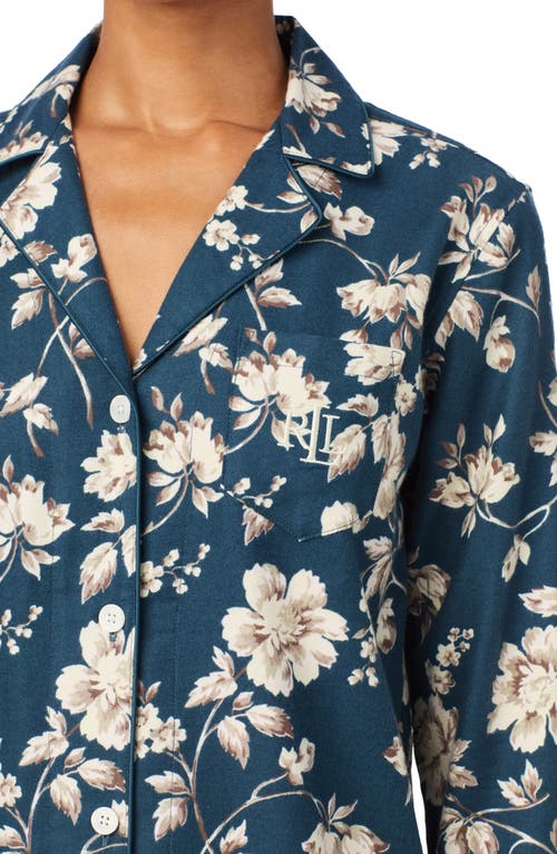 Ralph Lauren Lauren  Print Cotton Blend Pajamas In Blue