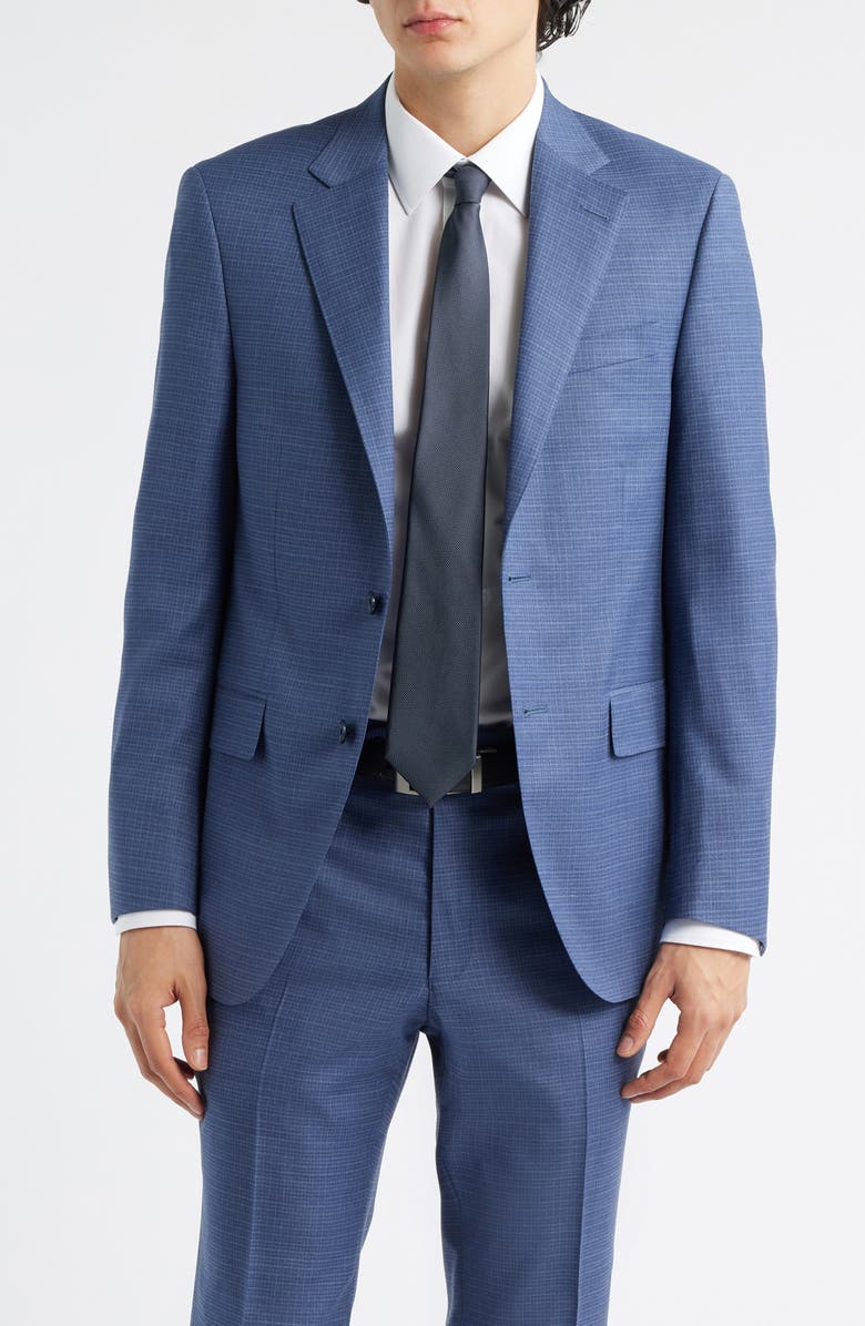 Peter Millar Flynn Classic Fit Medium Blue Microcheck Wool Suit, Alternate, color, Medium Blue