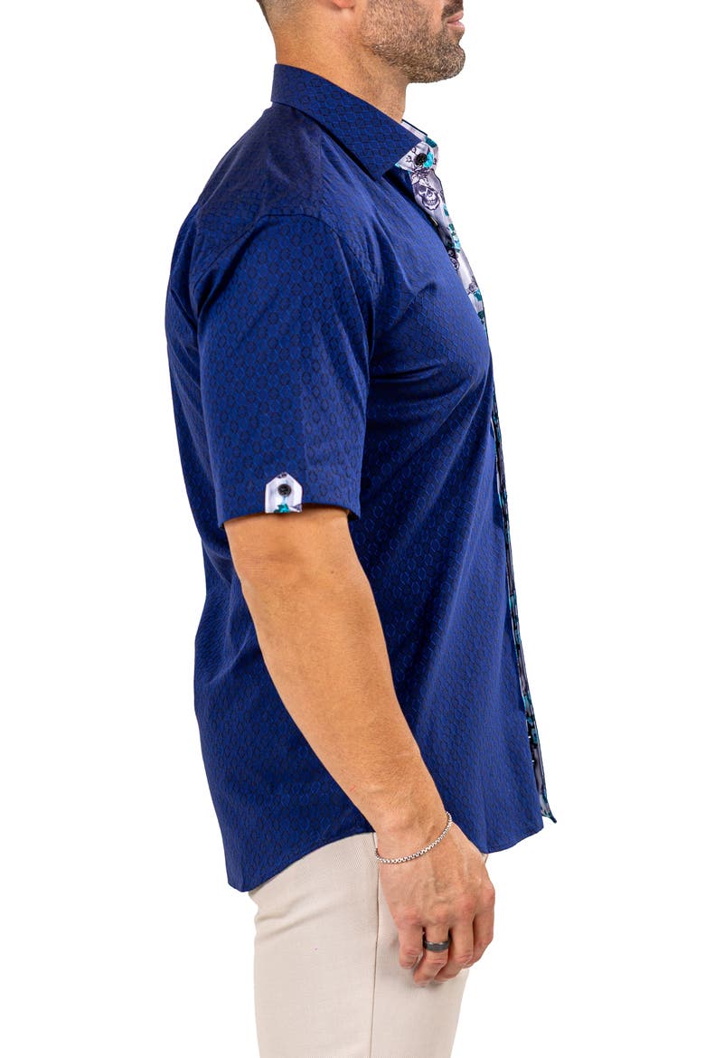 Galileo Marthy Short Sleeve Cotton Button-Up Shirt, Alternate, color, BLUE