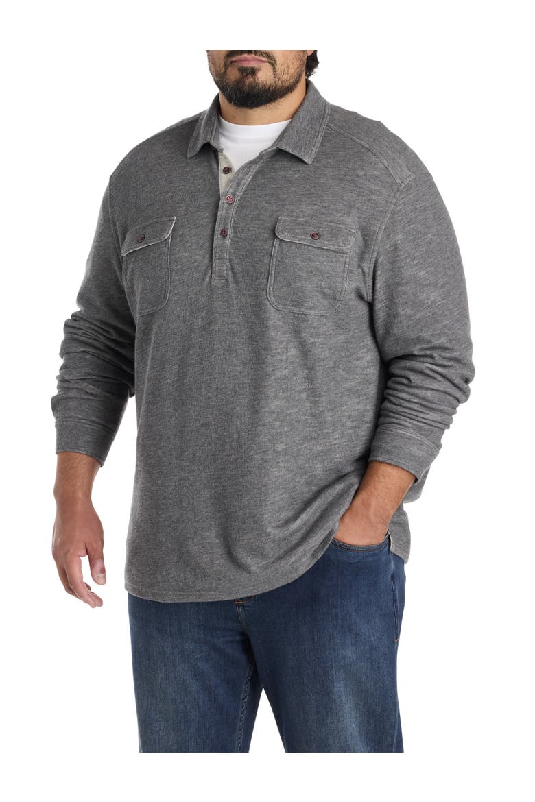 Big & Tall Long-Sleeve Polo Shirt, Main, color, CHARCOAL