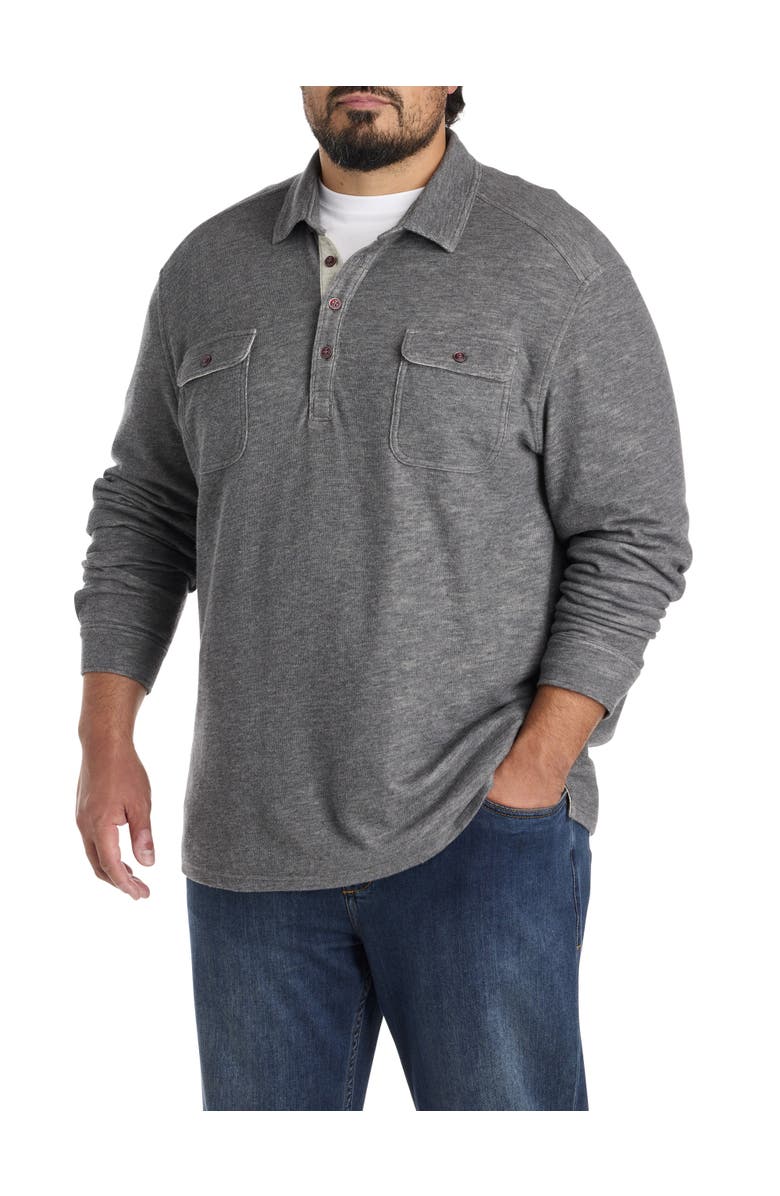 Tommy Bahama Big & Tall Long-Sleeve Polo Shirt, Main, color, Charcoal