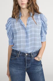 FRAME Gillian Plaid Silk Button-Up Shirt