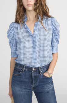 Gillian Plaid Silk Button-Up Shirt