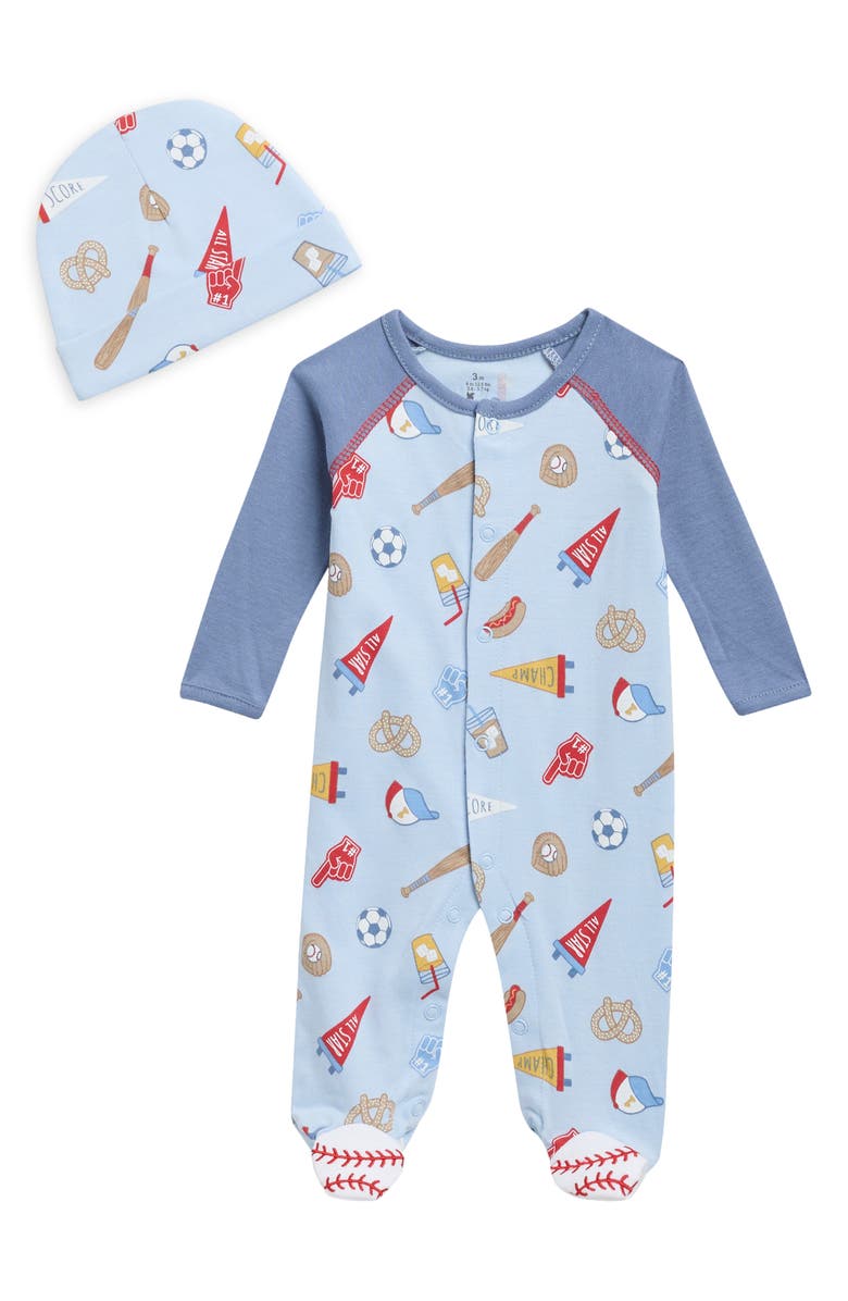 BABY STARTERS Baseball Footie & Cap Set, Main, color, 