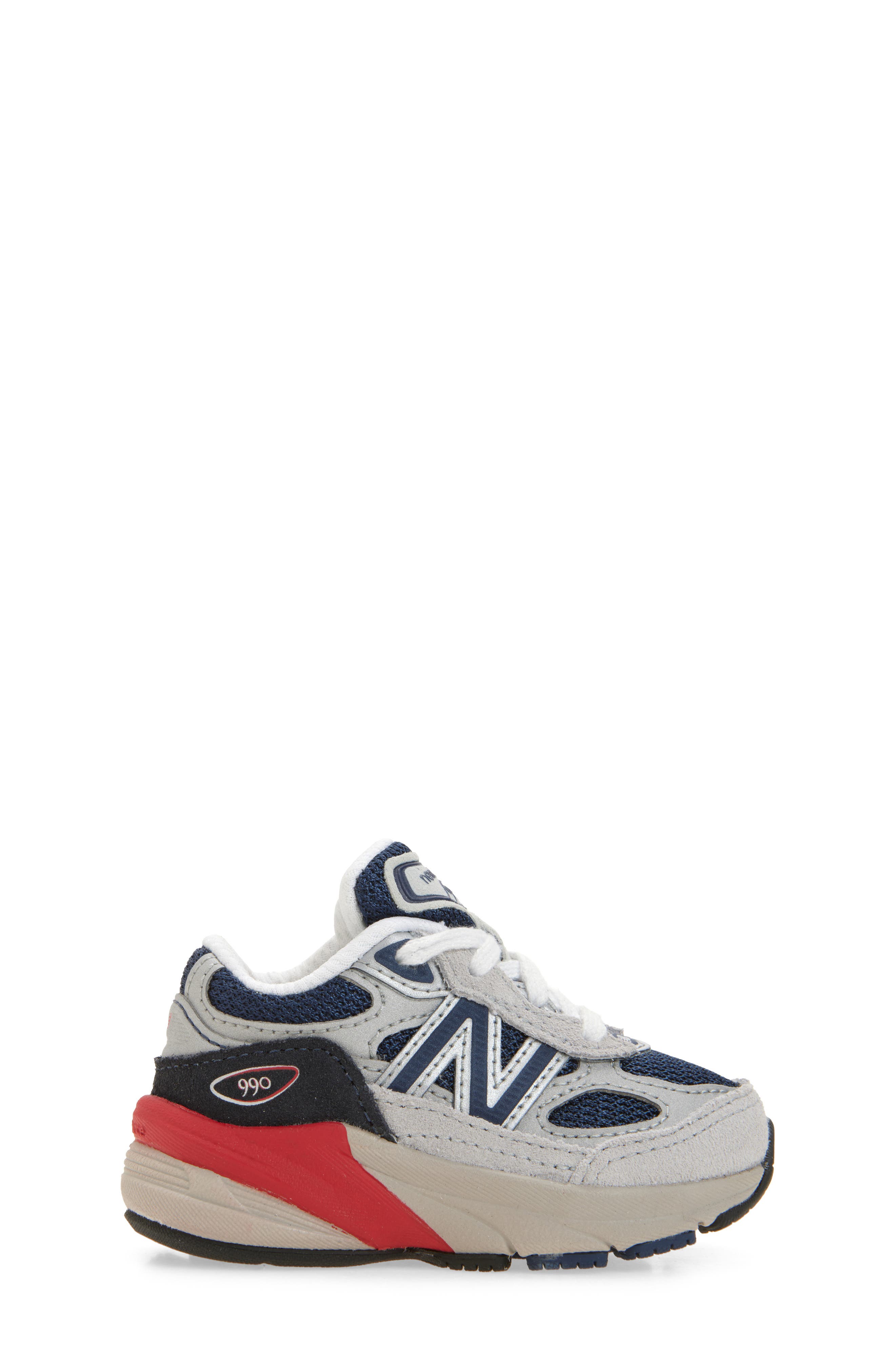 New Balance Kids' 990v6 Sneaker, Alternate, color, Grey Matter/ Team Red