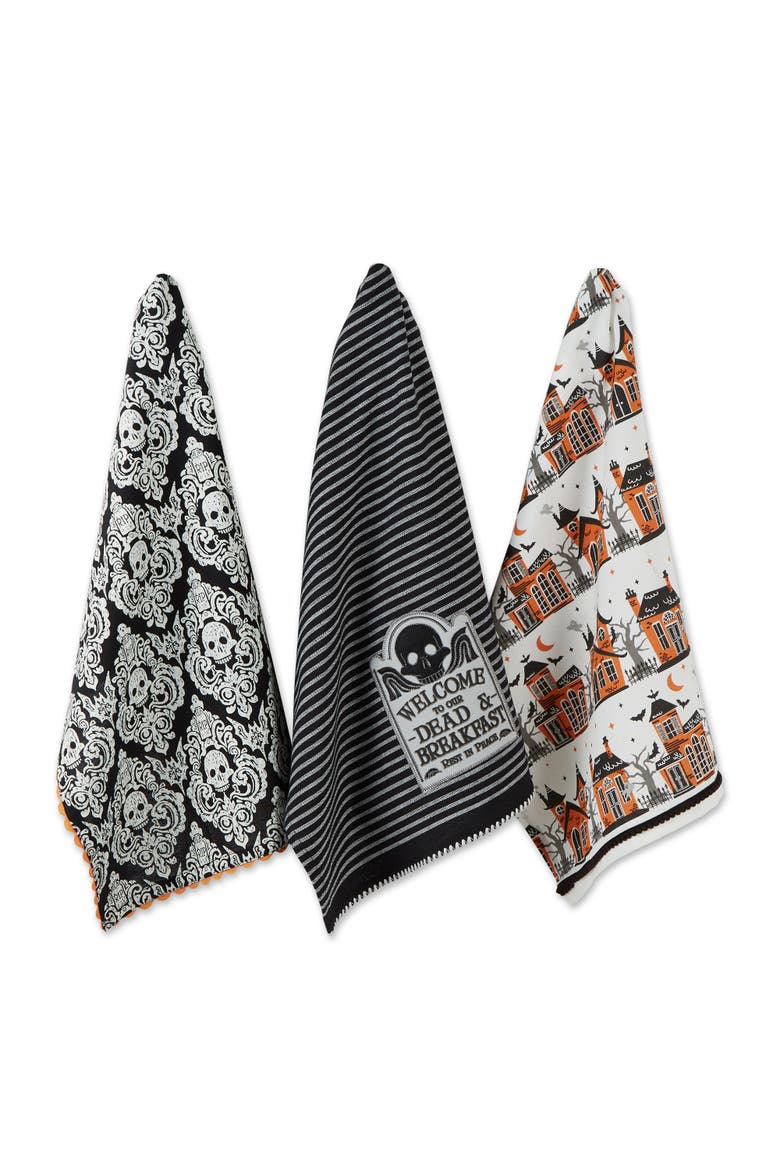 Haunted Hallow Embellished Assorted Dishtowel Set/3, Main, color, Haunted Hallow