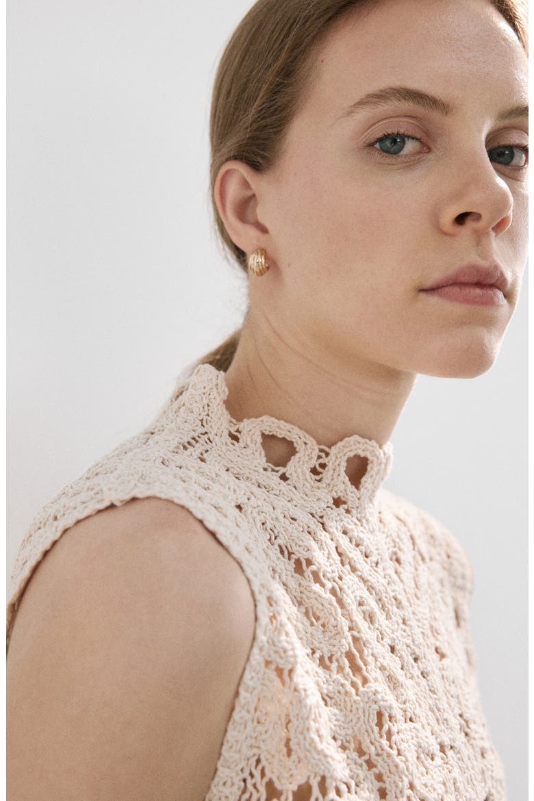 Setenta Openwork Knit Mock Neck Top, Alternate, color, SAND