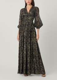 Shoshanna Midnight Rosalie Lurex Clip Chiffon Dress