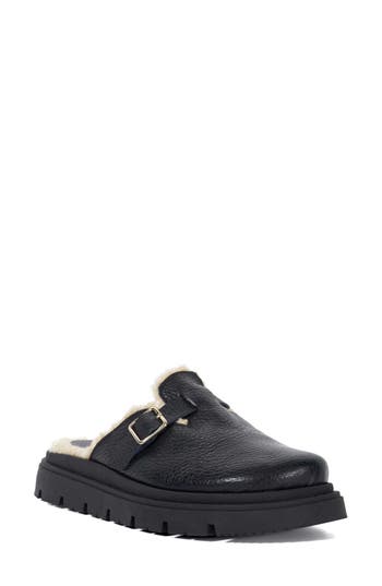 Dune London Gene Faux Shearling Slipper In Black