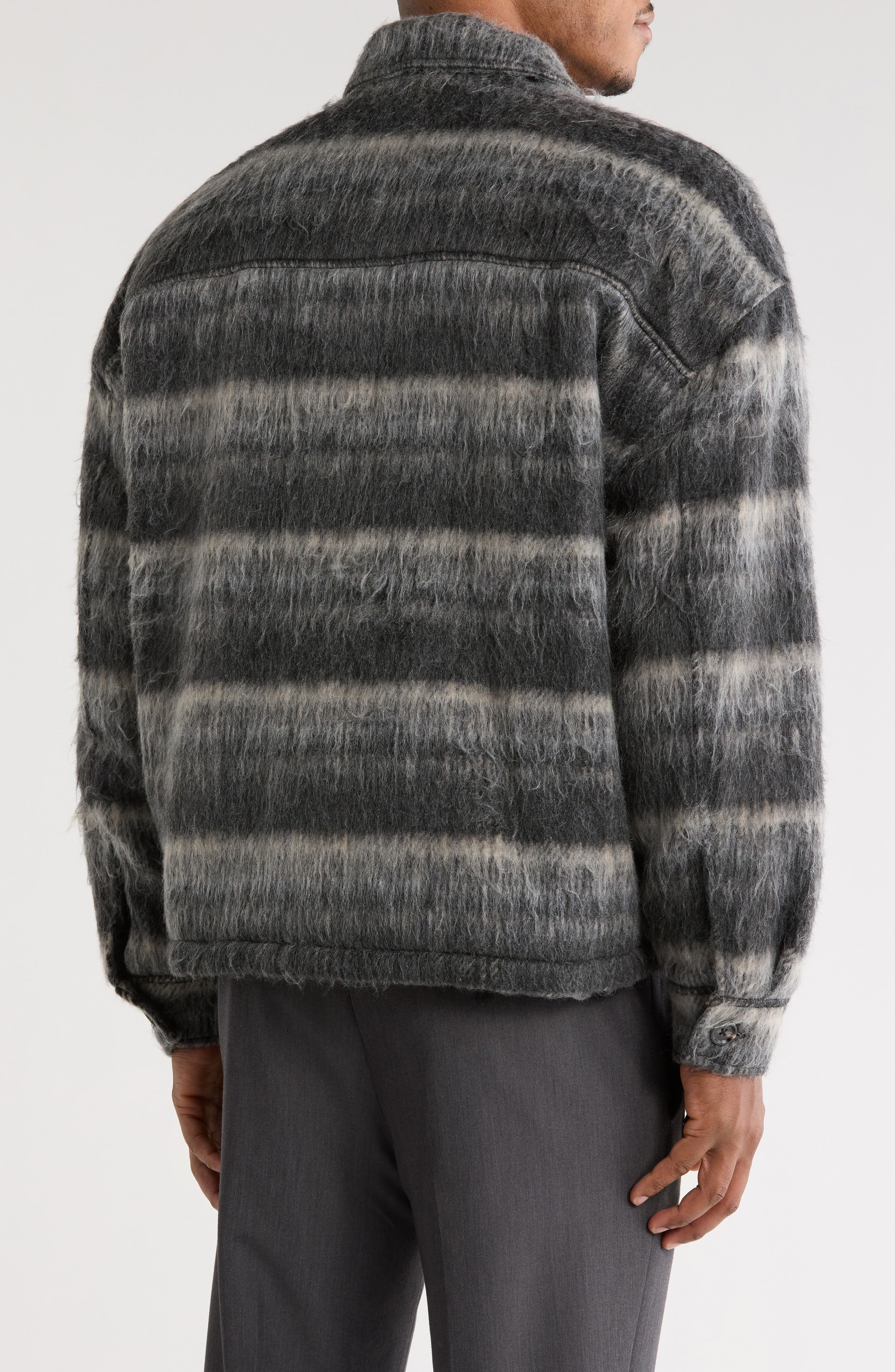 Brushed Plaid Flannel Shirt Jacket - image 2