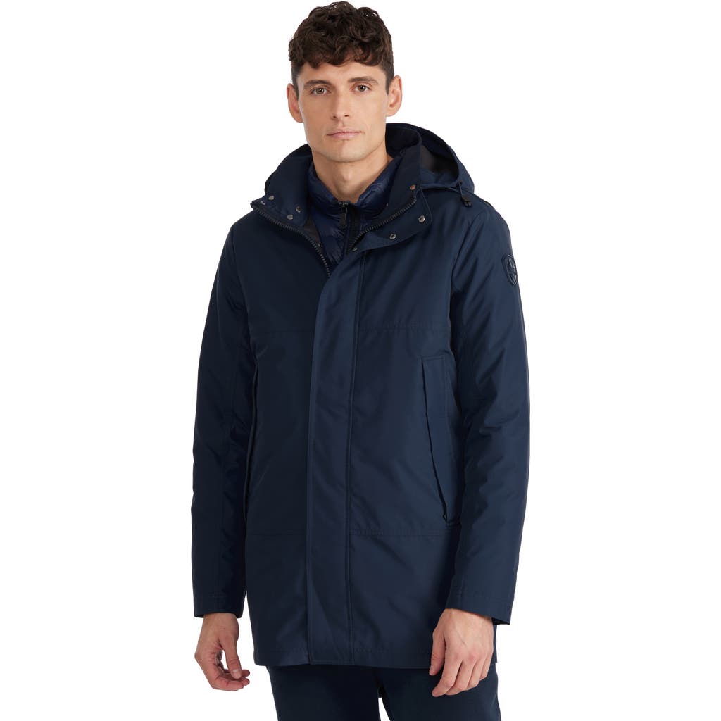 Pajar Altair Mid Length Parka With Welded Detail And Detachable Hood In Navy
