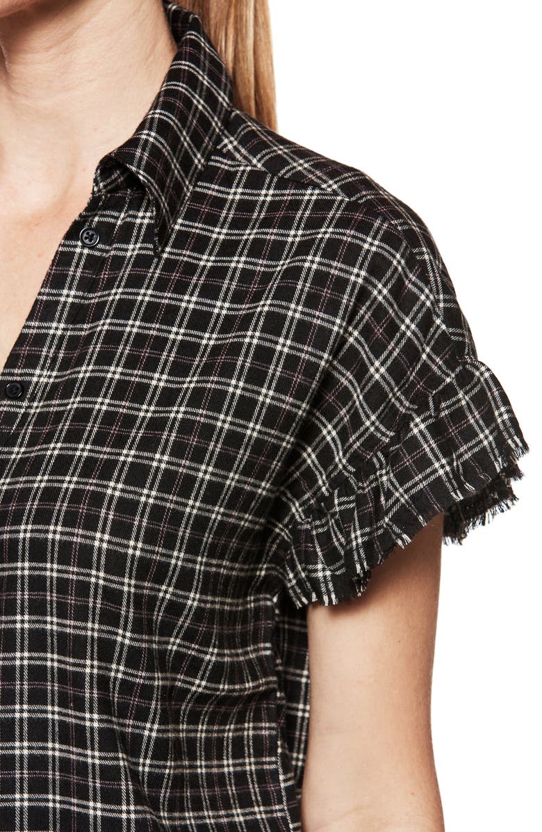 PAIGE Jaylin Raw Edge Ruffle Sleeve Shirt, Alternate, color, 