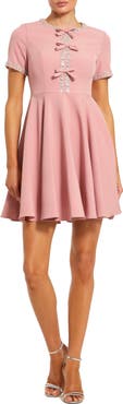 Mac Duggal Women's Crystal Embellished Bow Front A-Line Mini Dress