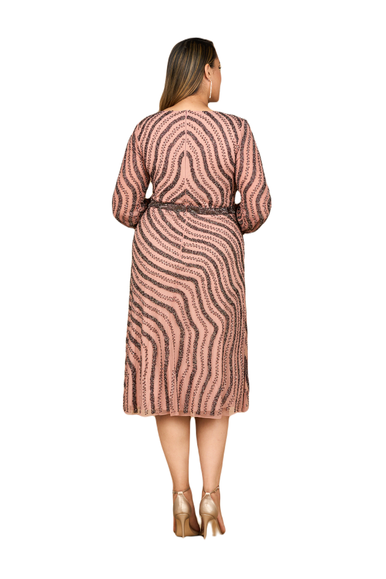 beaded midi dress with sleeves Women's Beaded Batwing Georgette Midi Dress, Mauve