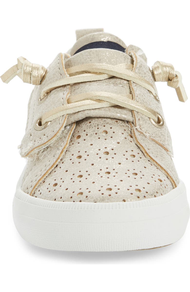 Sperry Crest Vibe Jr. Perforated Metallic Sneaker, Alternate, color,