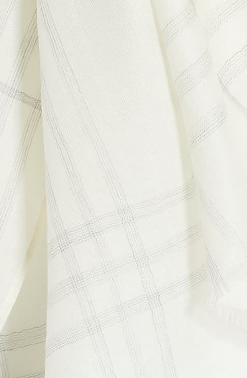 Vince Plaid Cashmere Fringe Scarf In Off White Grey