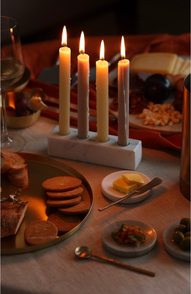 Fleck Marble Candle Holder, Alternate, color, White