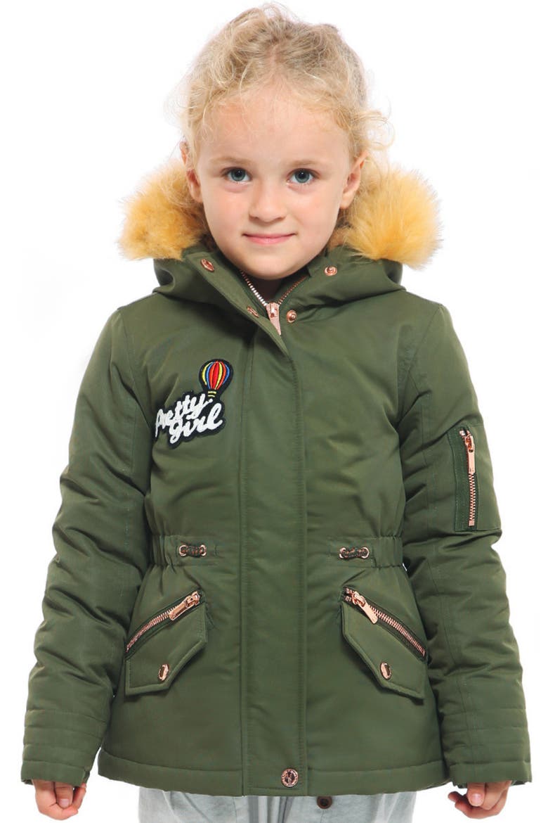 Kids' Parka Jacket with Insulated Hood, Alternate, color, Olive