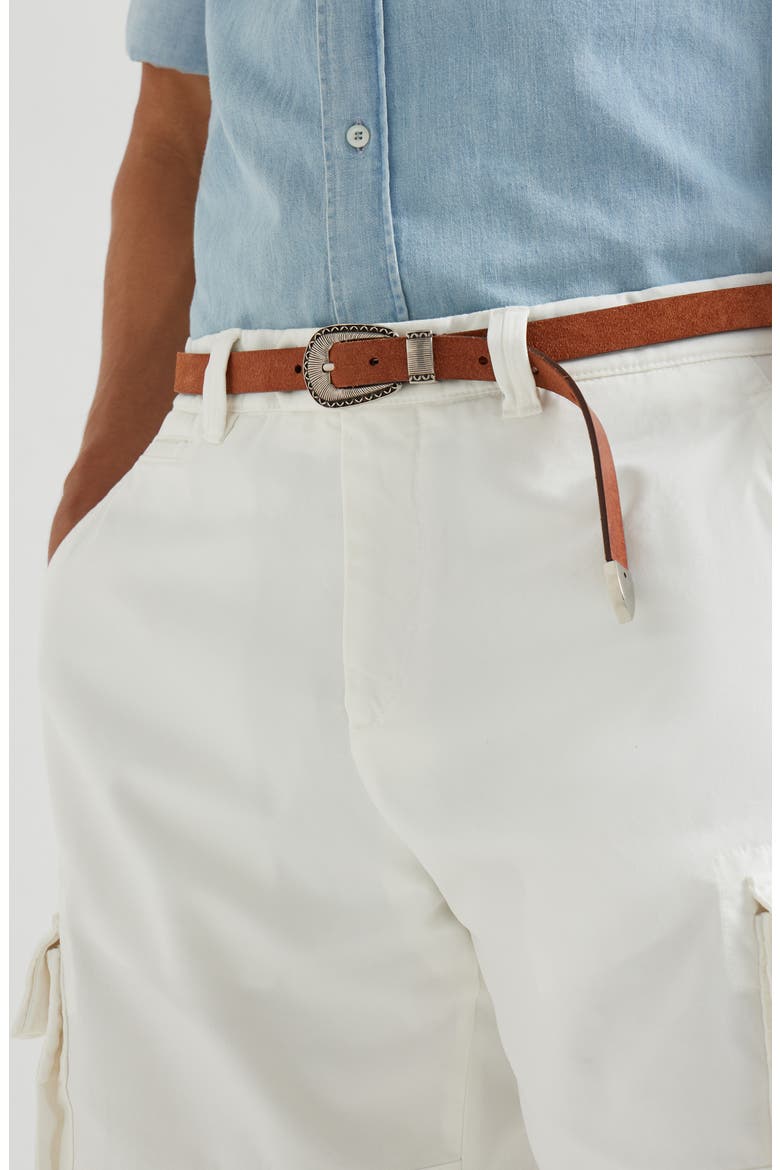 Reversed leather belt with tip, Alternate, color, Rust Brown