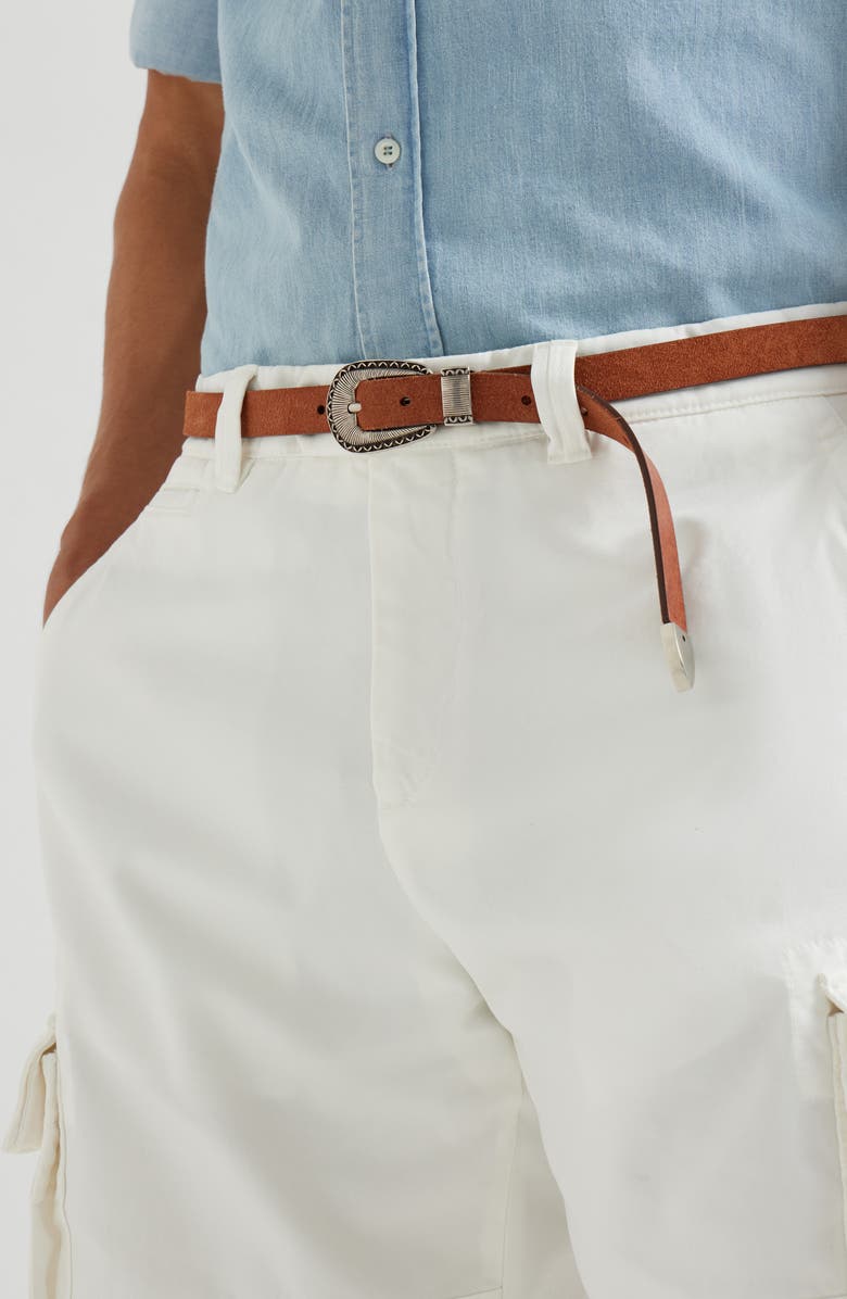 Brunello Cucinelli Reversed leather belt with tip, Alternate, color, Rust Brown