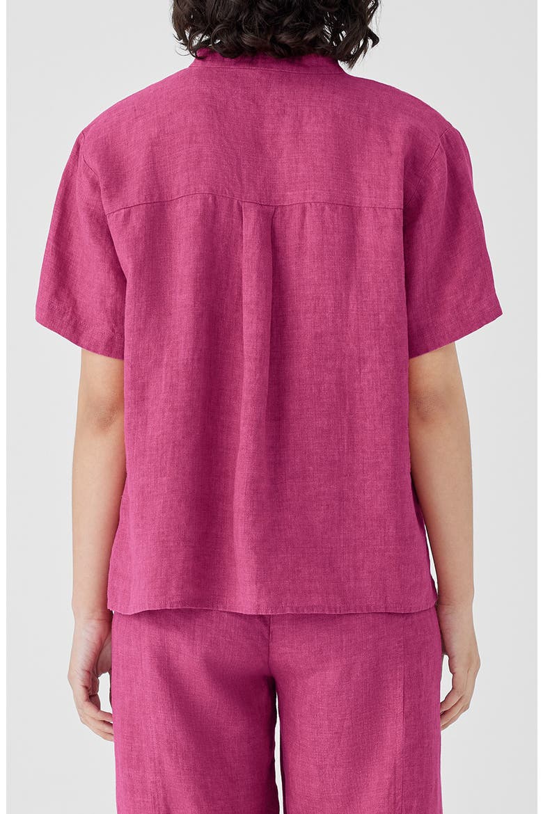 Short Sleeve Organic Linen Button-Up Shirt, Alternate, color, GERANIUM