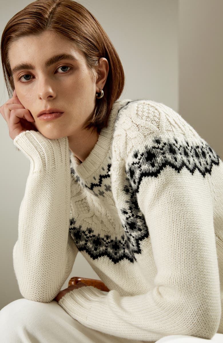 Lilysilk Fair Isle Crewneck Sweater for Women, Alternate, color,
